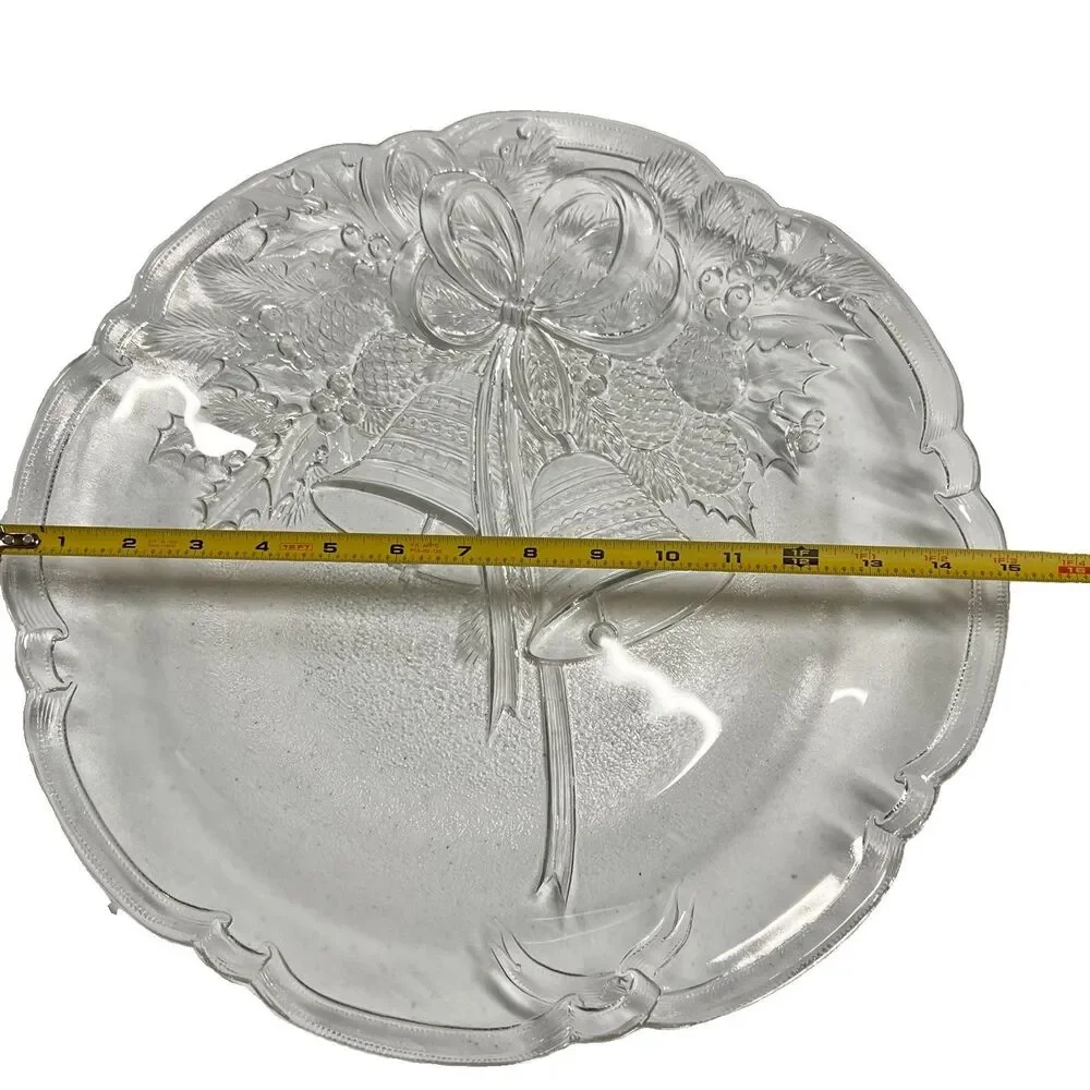 Vintage Mikasa Crystal HOLIDAY BELLS Hostess Platter Christmas Tray 14 3/4